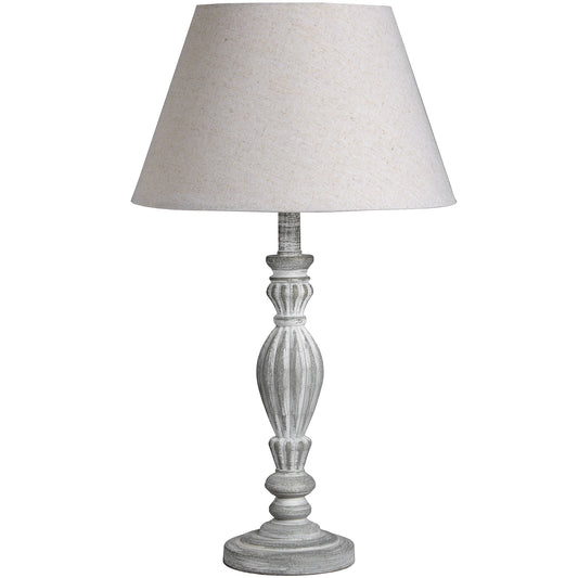 Carved Grey Wash Table Lamp