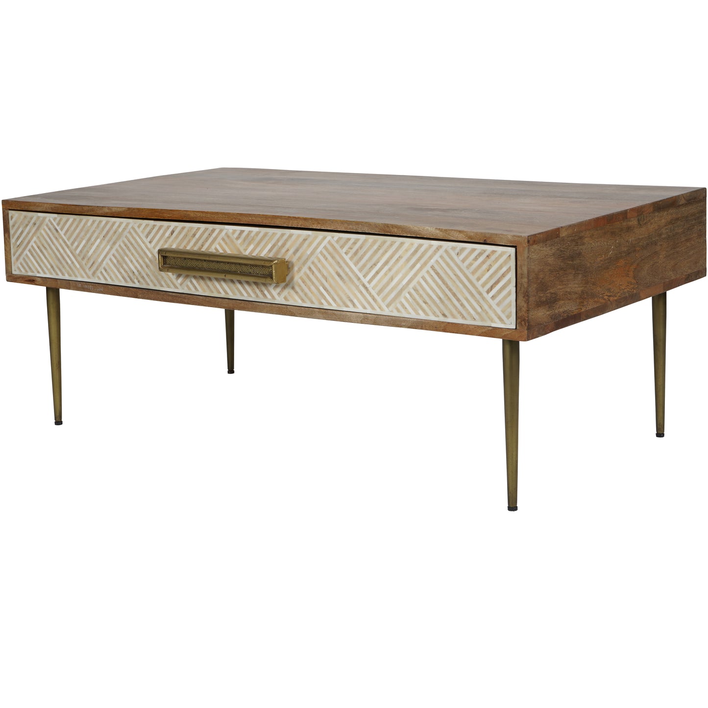 Bone Inlay One Drawer Coffee Table - Natural Collection