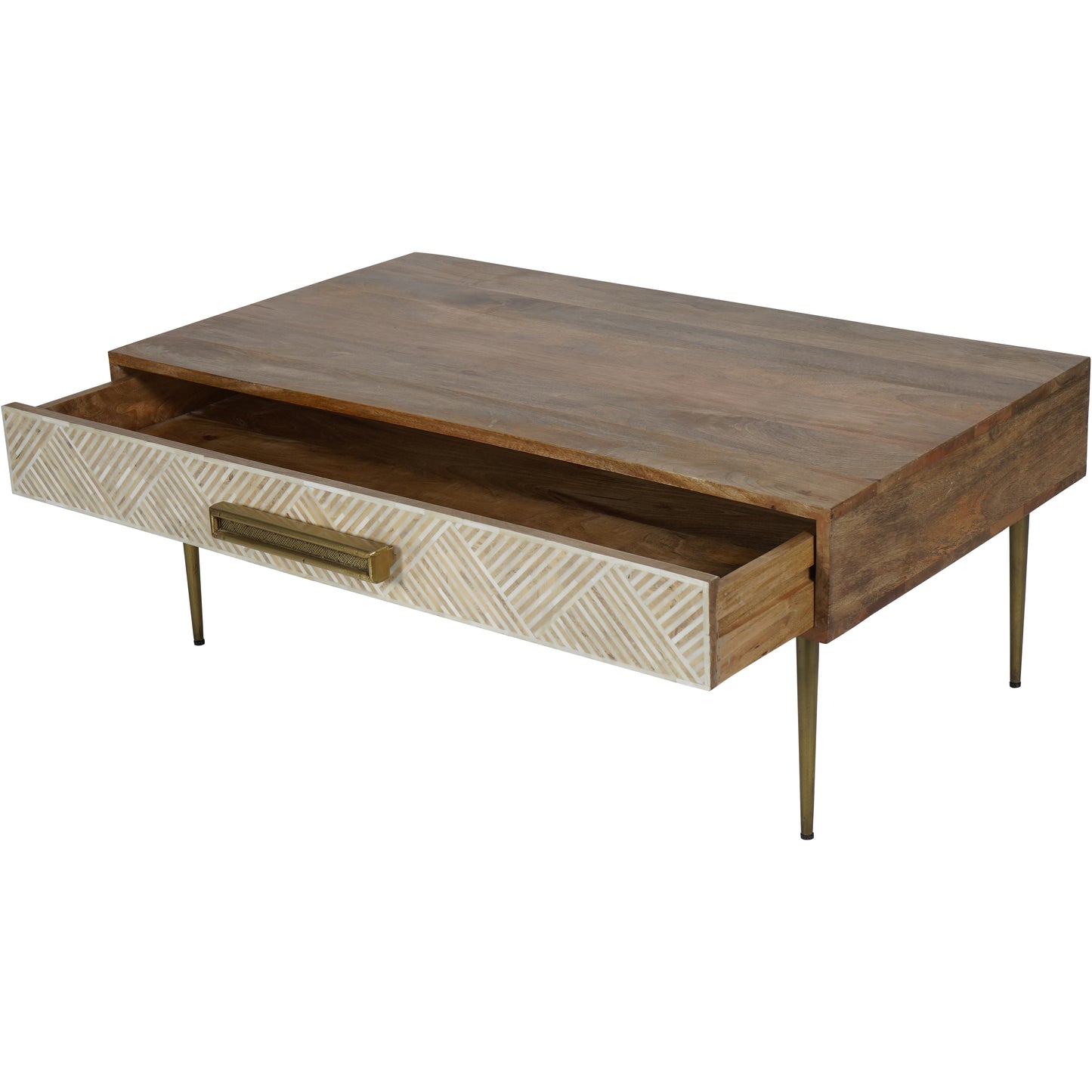 Bone Inlay One Drawer Coffee Table - Natural Collection