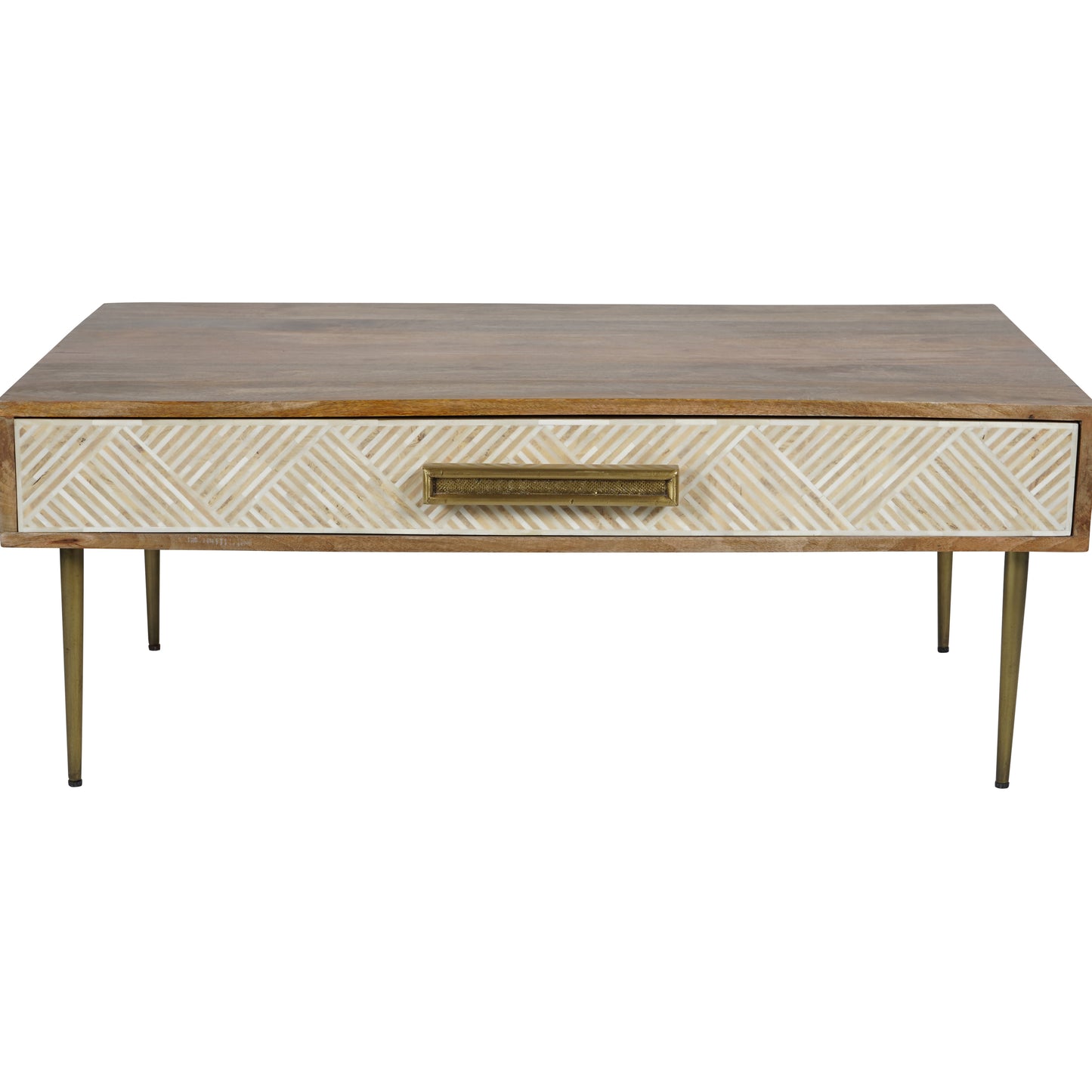 Bone Inlay One Drawer Coffee Table - Natural Collection