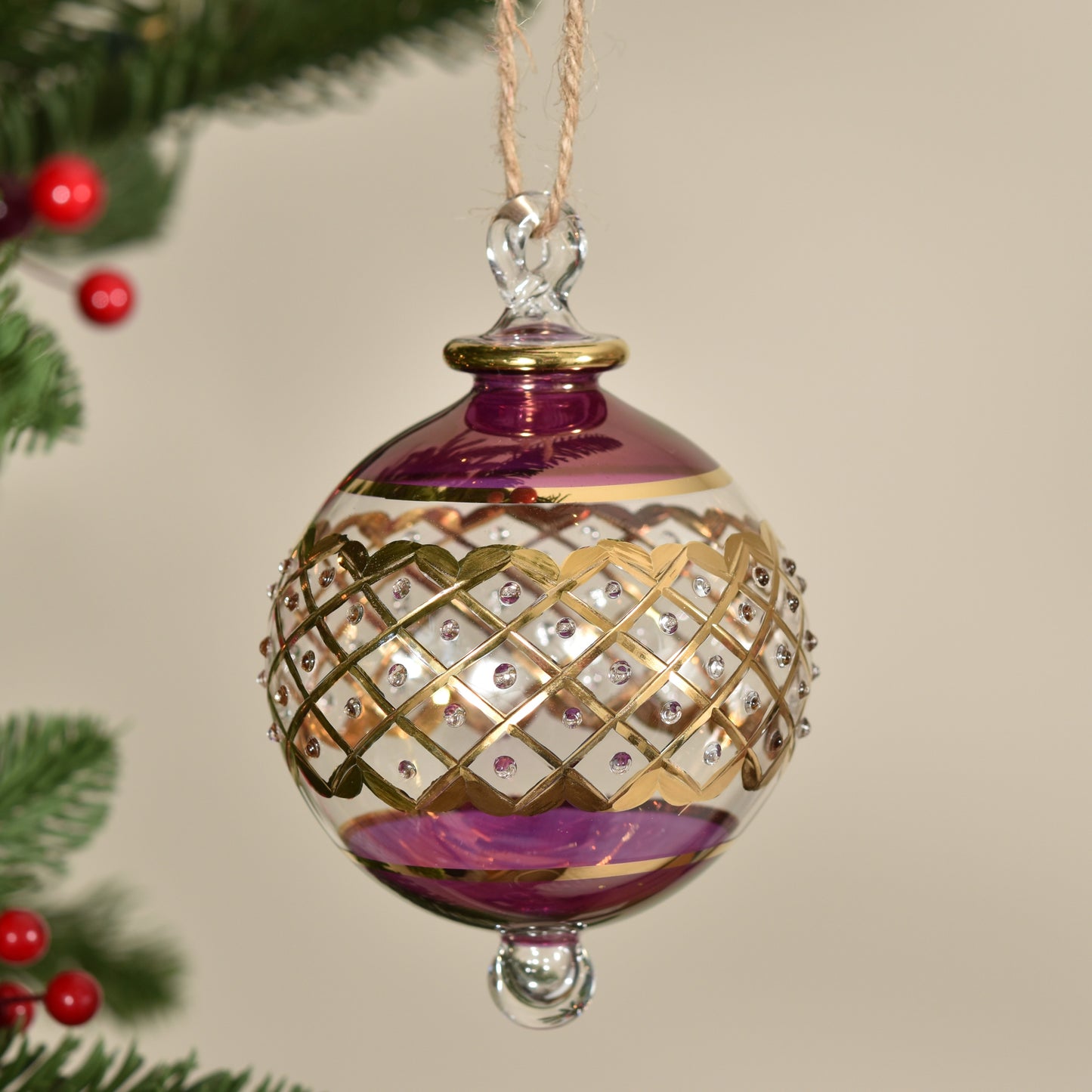 Carnival Handblown Glass Bauble - Purple - Large