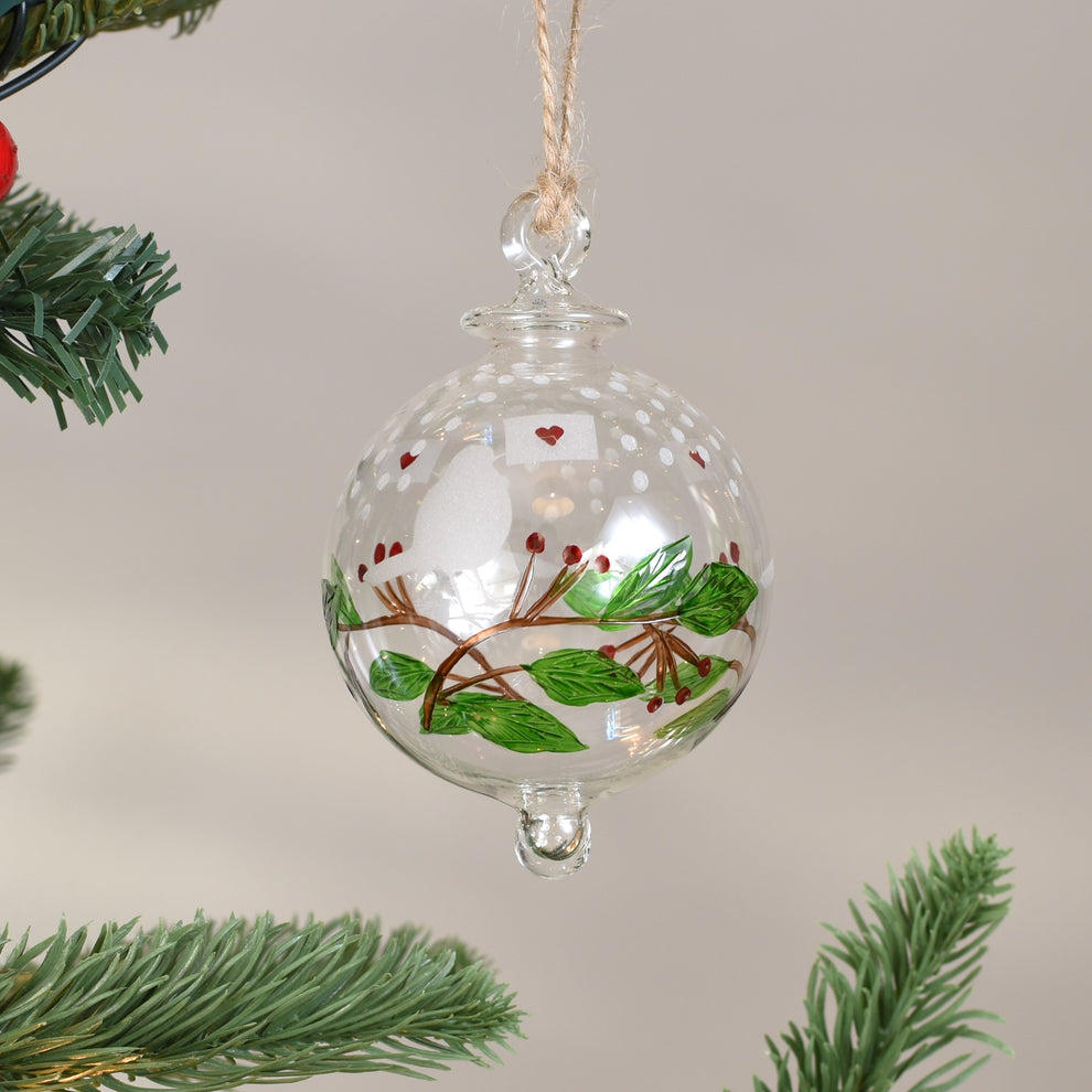 Robin Handblown Glass Bauble - Frosted - Large – Rural Urban