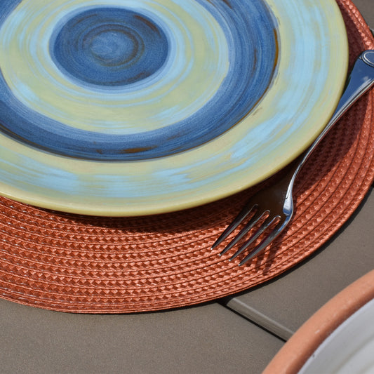 Round Woven Placemat - Rust