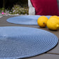 Round Woven Placemat - Steel Grey/Blue