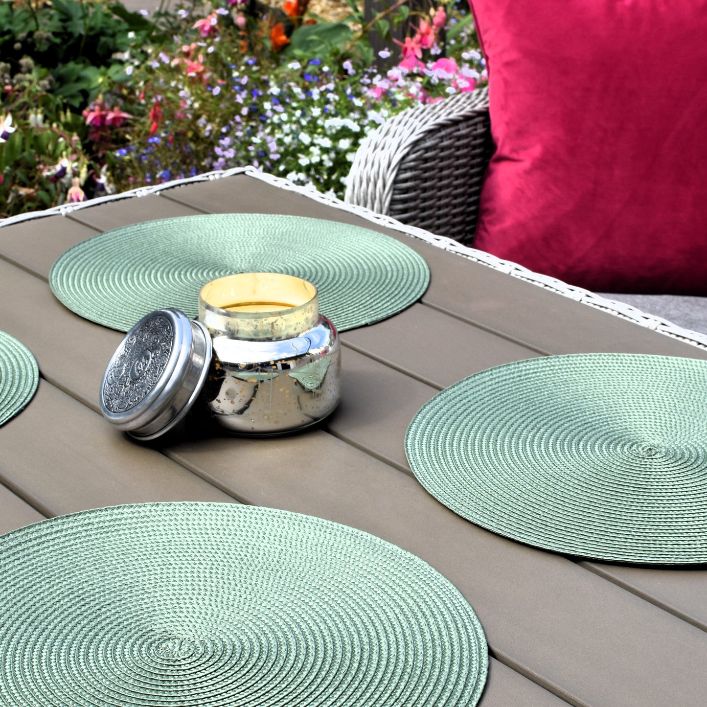 Round Woven Placemat - Sage Green