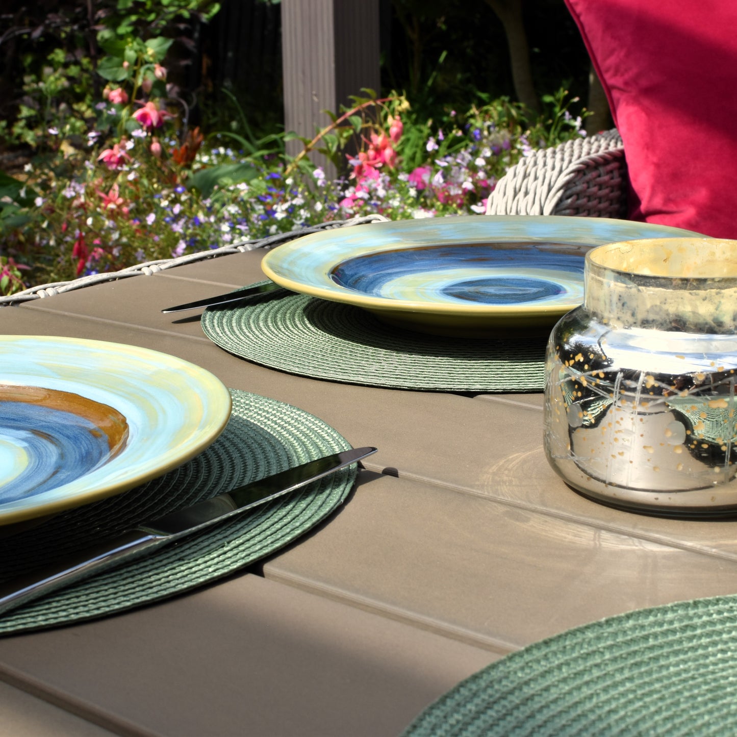 Round Woven Placemat - Sage Green