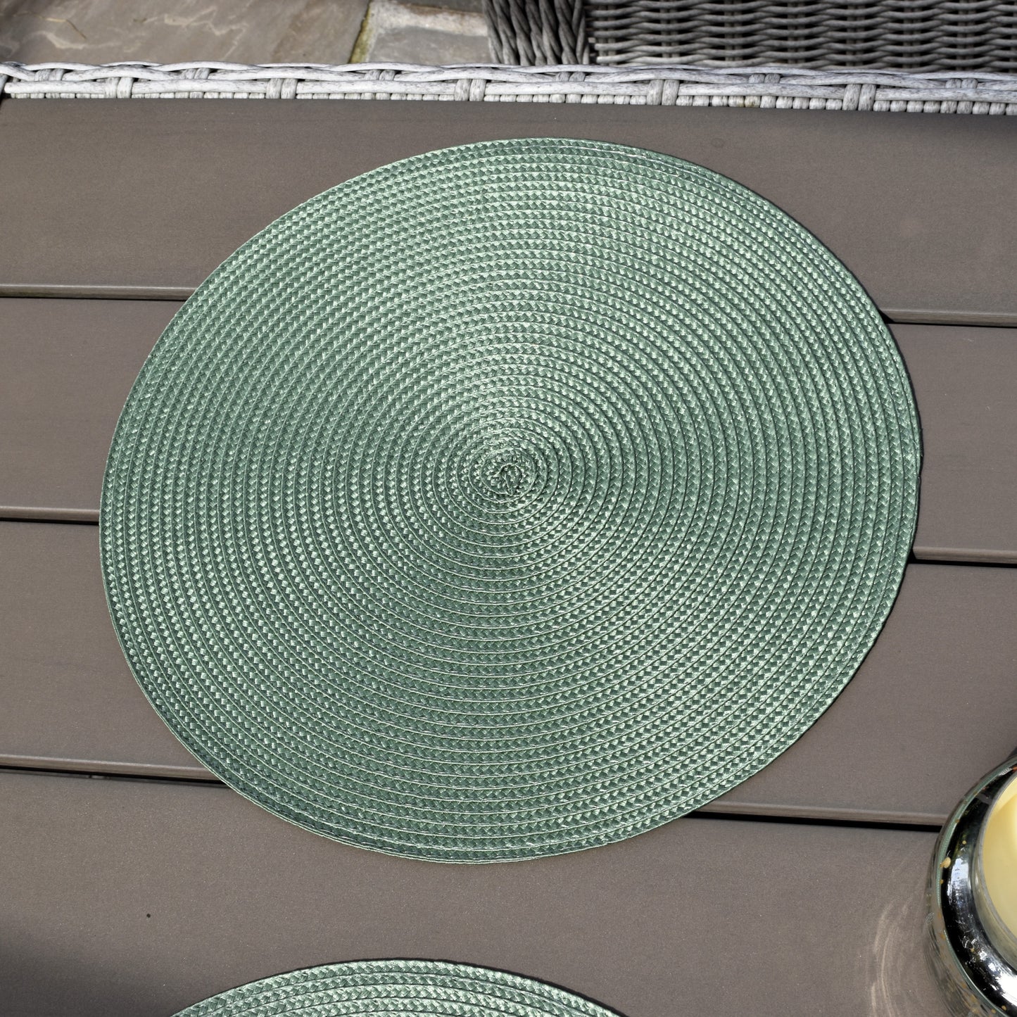 Round Woven Placemat - Sage Green