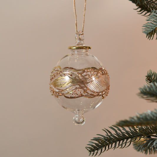 Art Deco Handblown Glass Bauble - Gold - Large