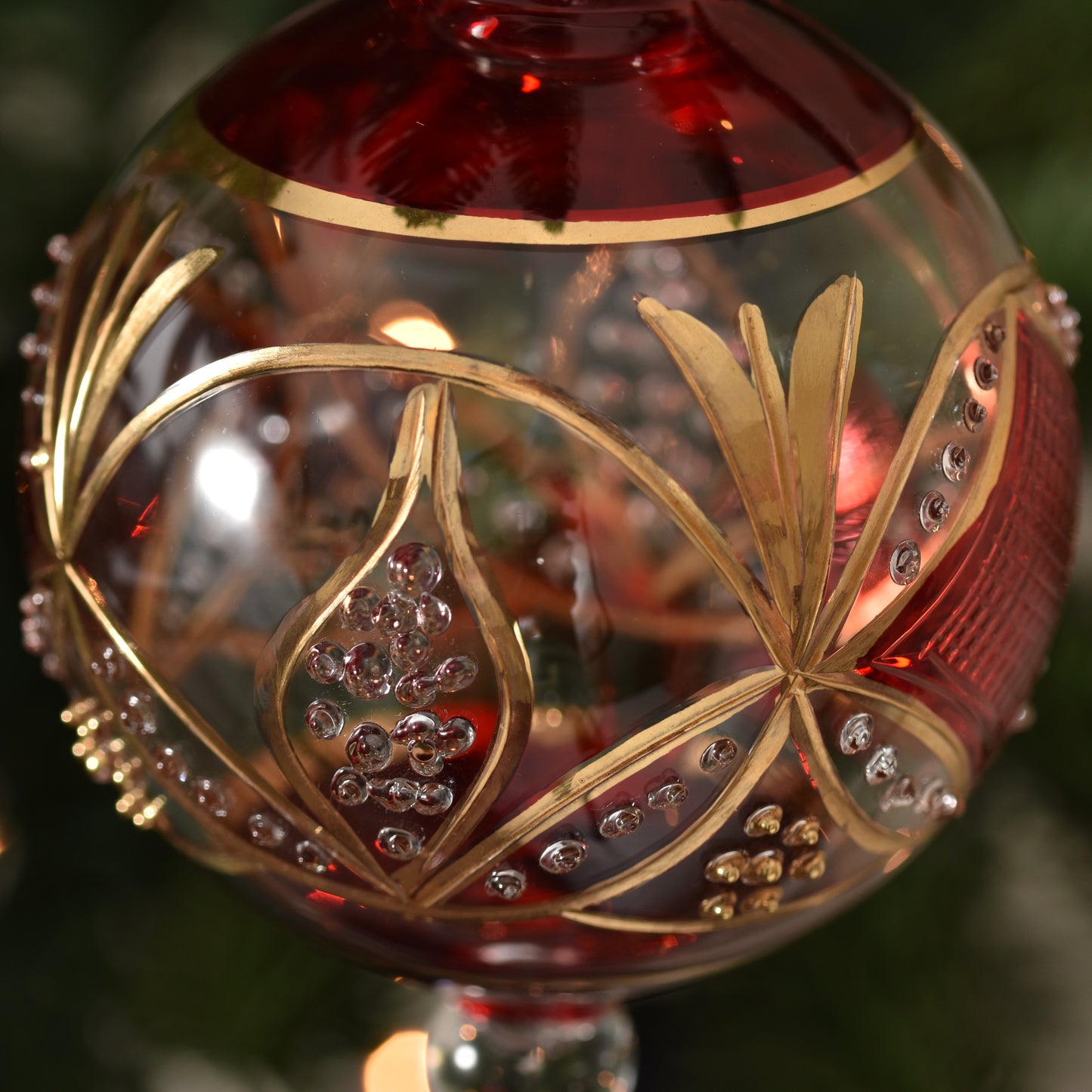 Gatsby Handblown Glass Bauble - Red & Gold - Large