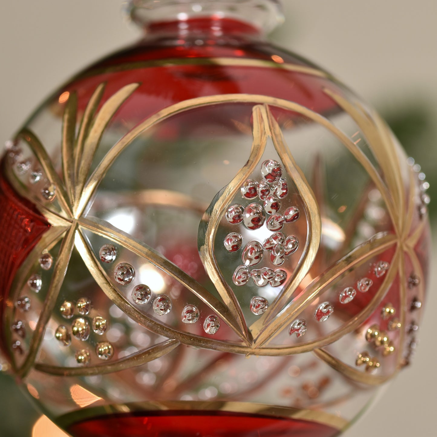 Gatsby Handblown Glass Bauble - Red & Gold - Large