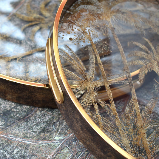 Decorative Palm Tray - Antiqued Golds & Bronze