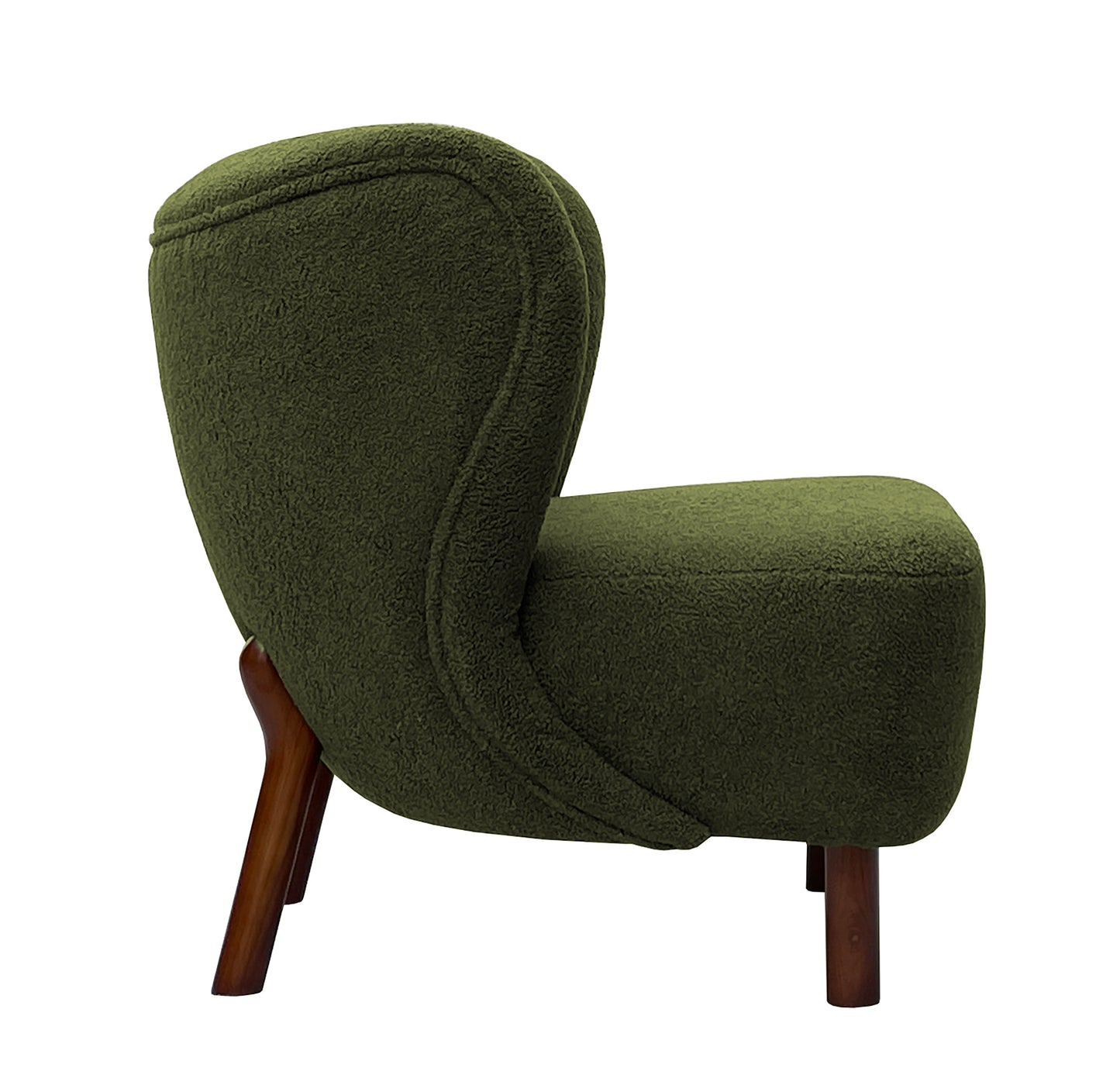 Small Wingback Boucle Fabric Chair - Green