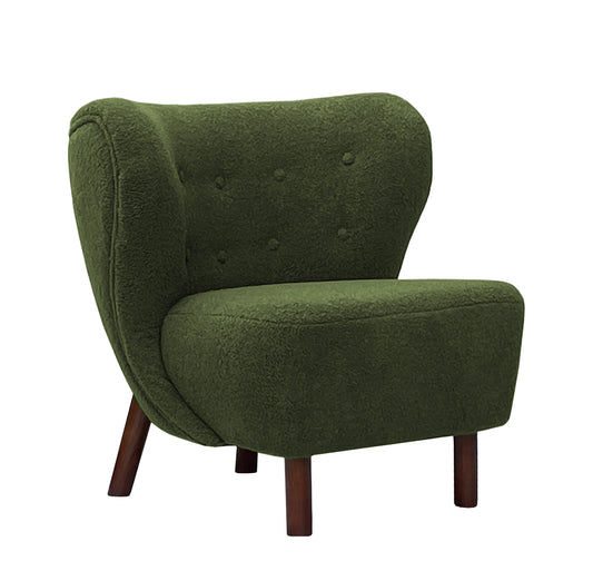 Small Wingback Boucle Fabric Chair - Green