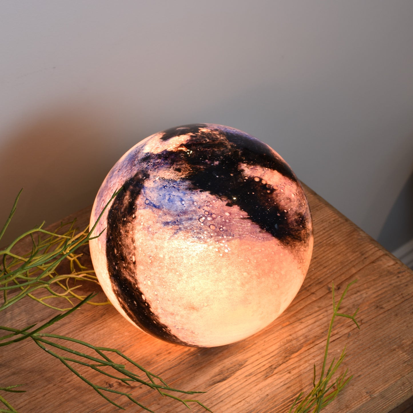 Inks & Pinks Glass Lamp - Sphere Small