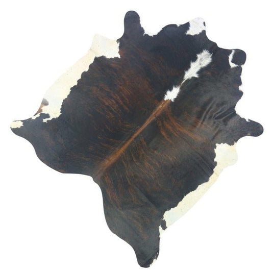 Cowhide - Exotic Dark Brown Markings With White Belly & Spine - Large