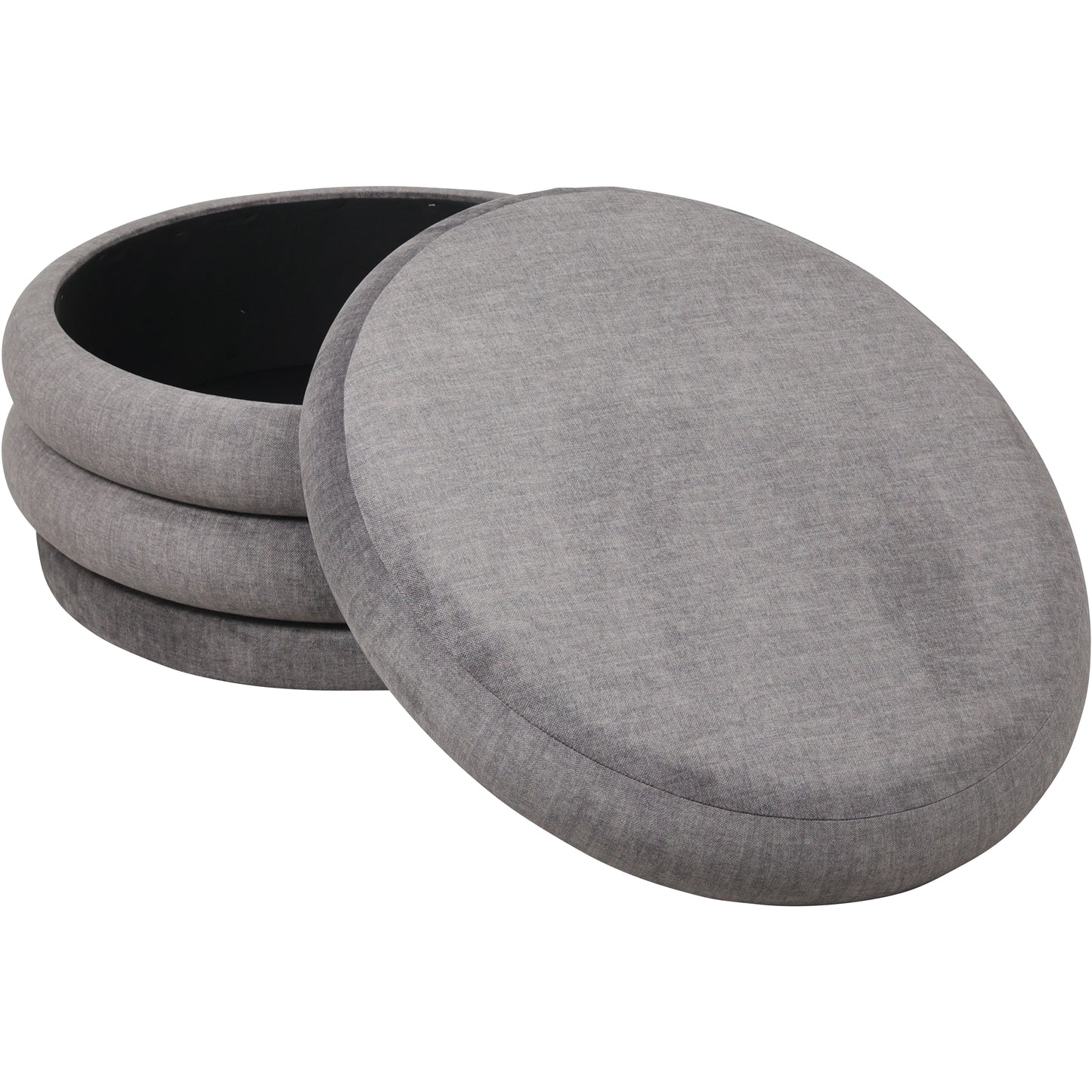 Large Ribbed Footstool With Storage - Grey