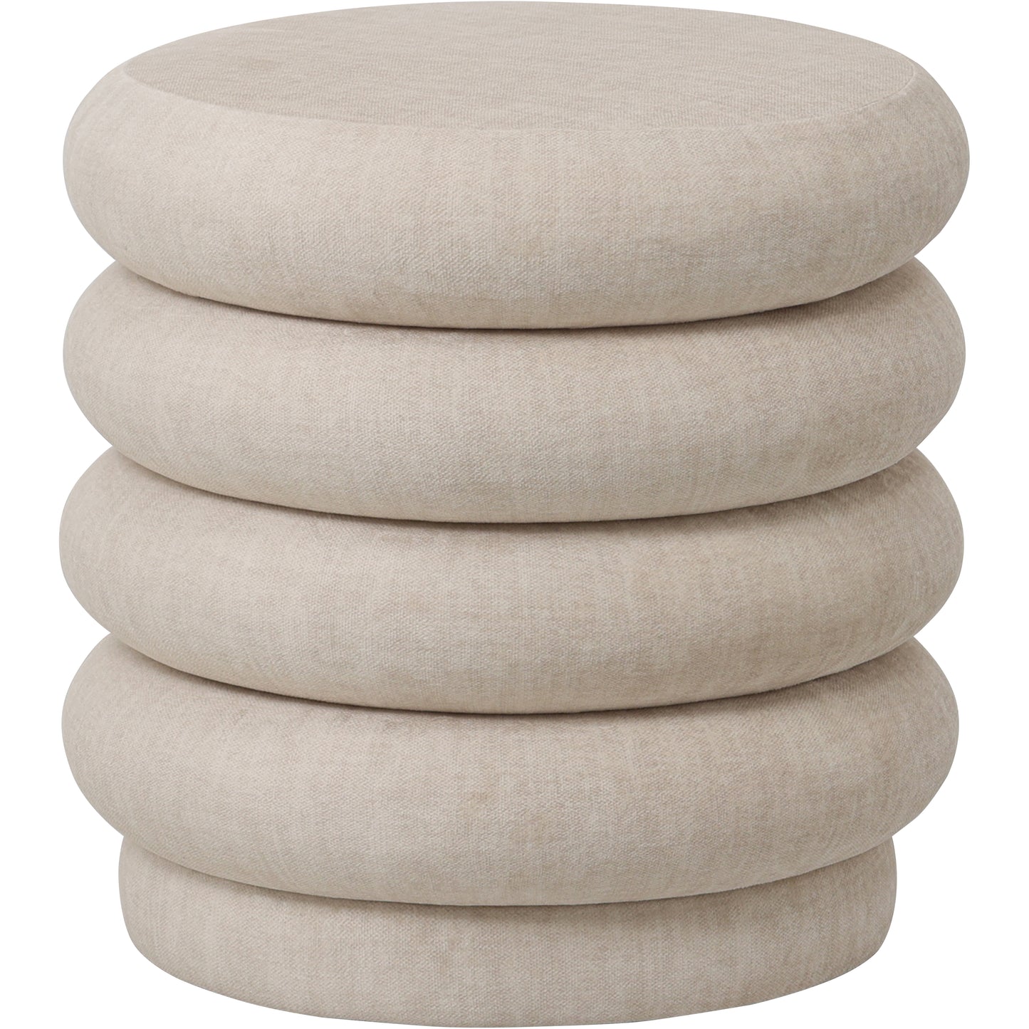 Ribbed Upholstered Footstool - Cream