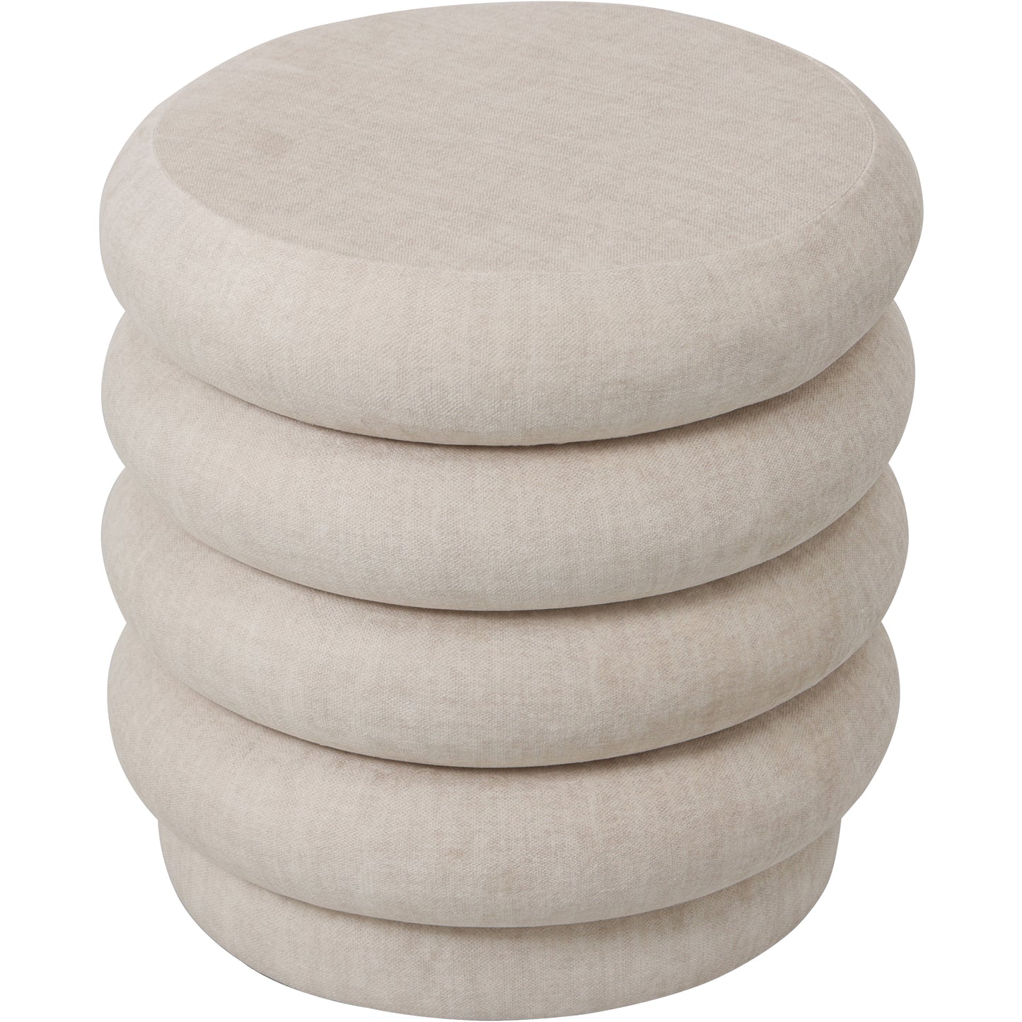 Ribbed Upholstered Footstool - Cream