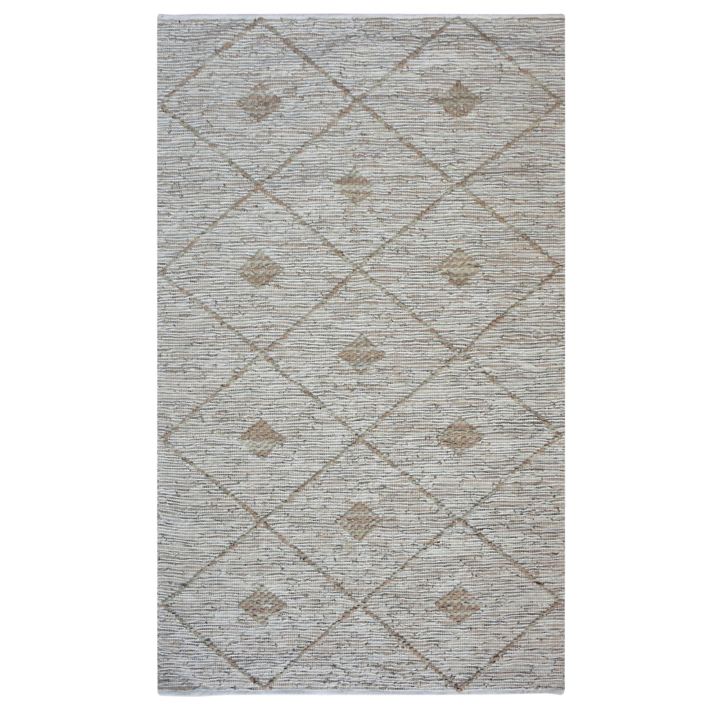 Siesta - Handwoven Leather Floor Rug - Beige - 160x230cm