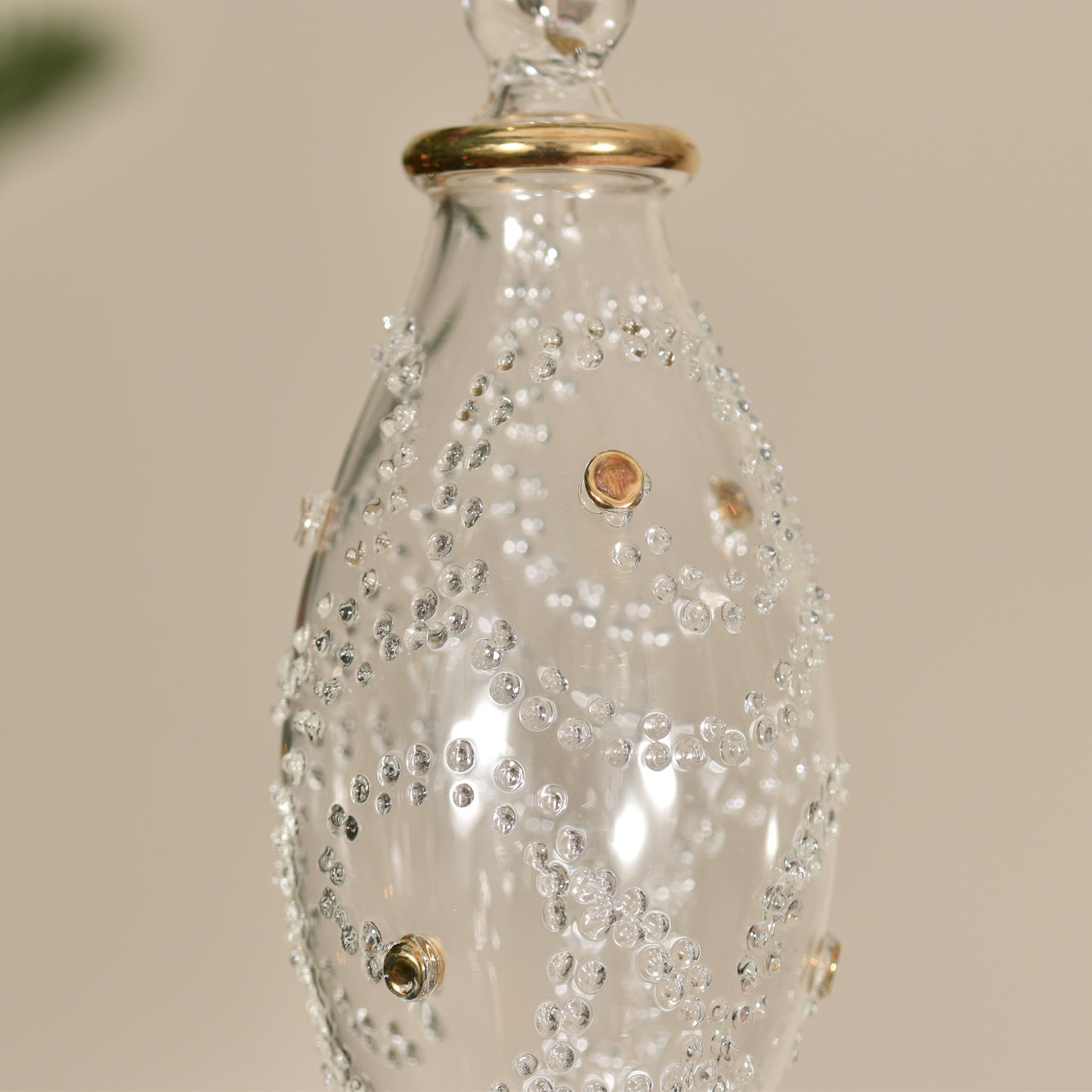 Snowdrift Droplet Handblown Glass Bauble - Gold & Clear - Large