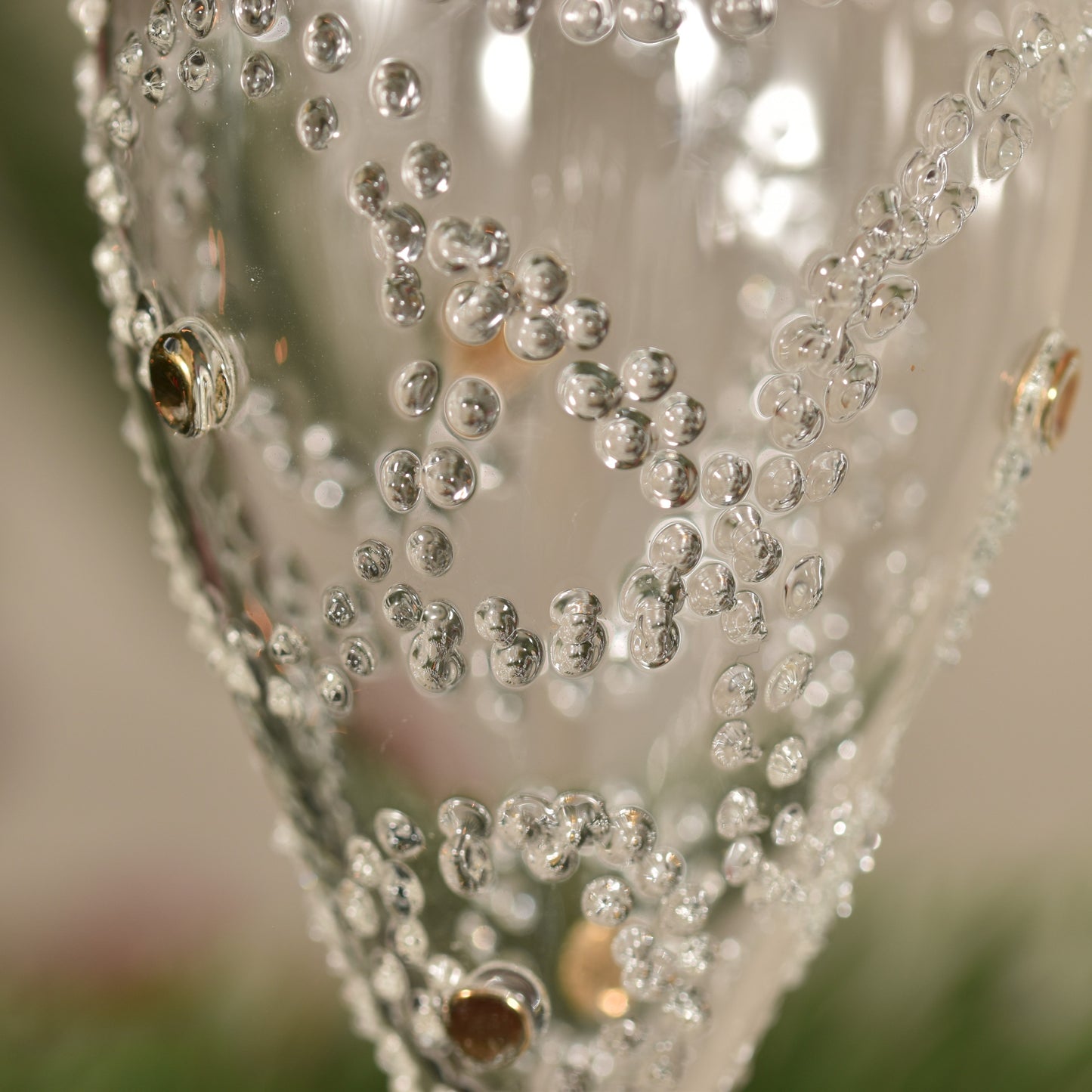 Snowdrift Droplet Handblown Glass Bauble - Gold & Clear - Large