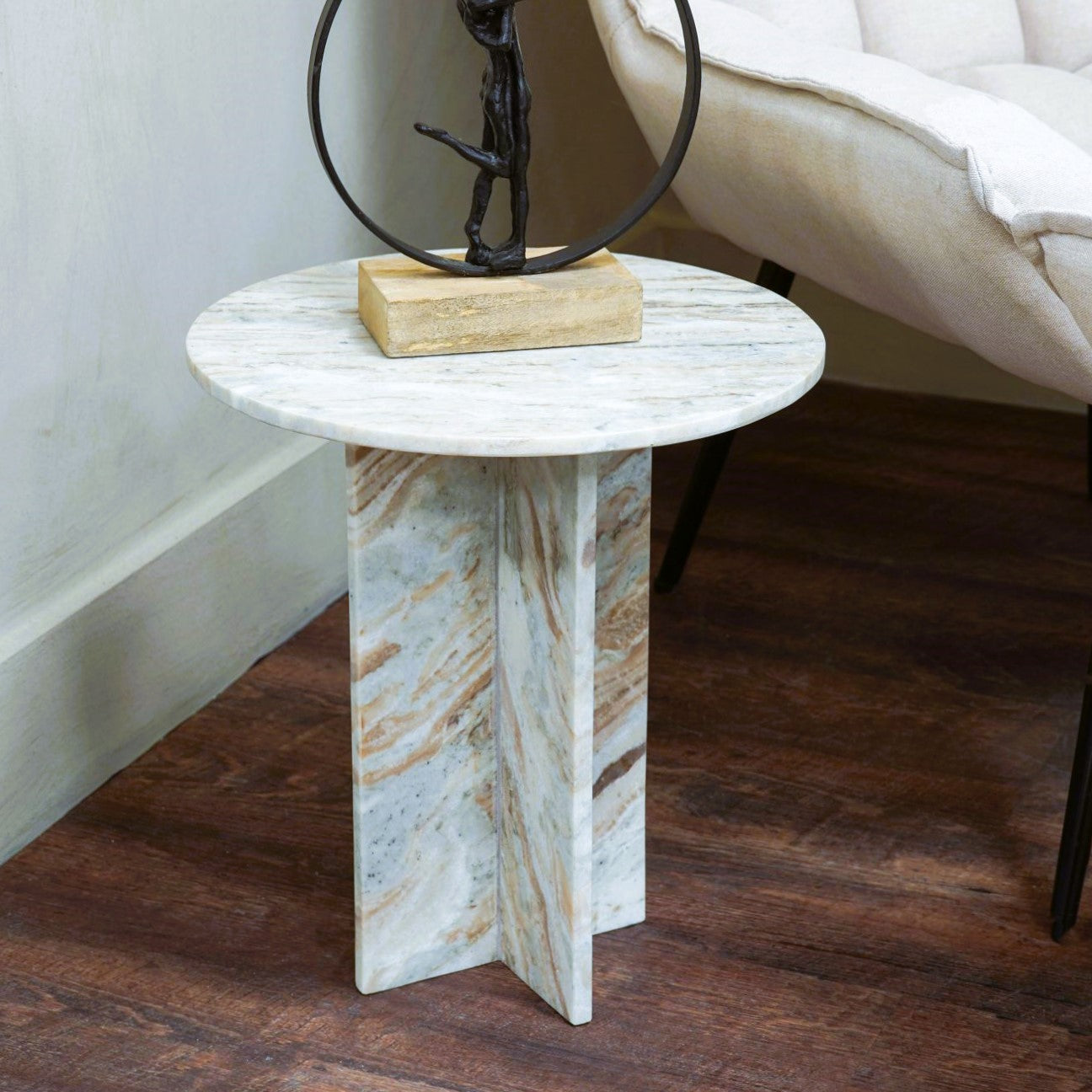 Full Marble Side Table - Browns