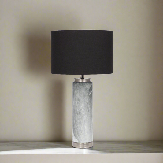 Tall Marble Effect Lamp & Shade