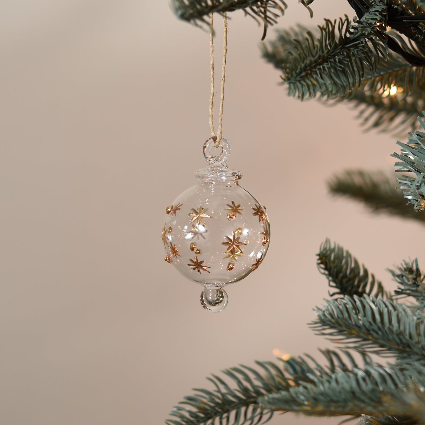 Night Sky Handblown Glass Bauble - Gold & Clear - Small
