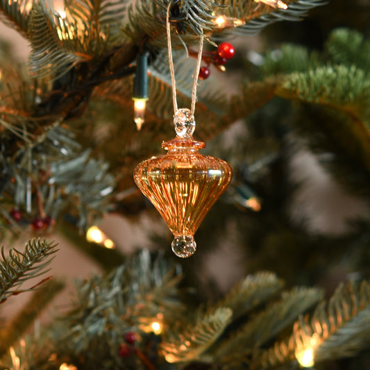 Victorian Lantern - Egyptian Glass Bauble - Amber - Small