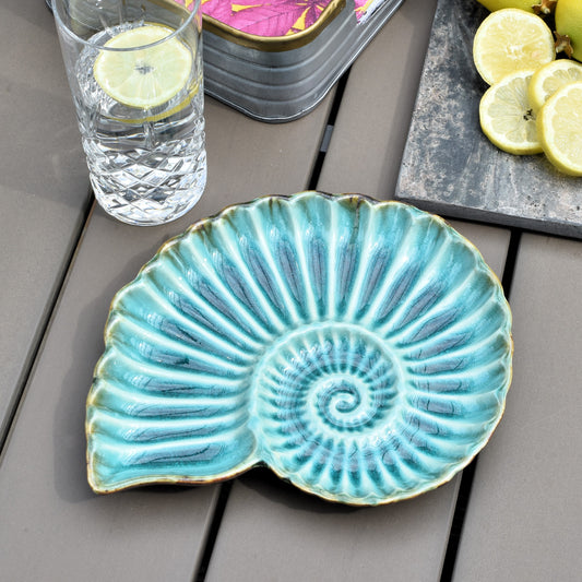 Ammonite Plate - Dark Turquoise