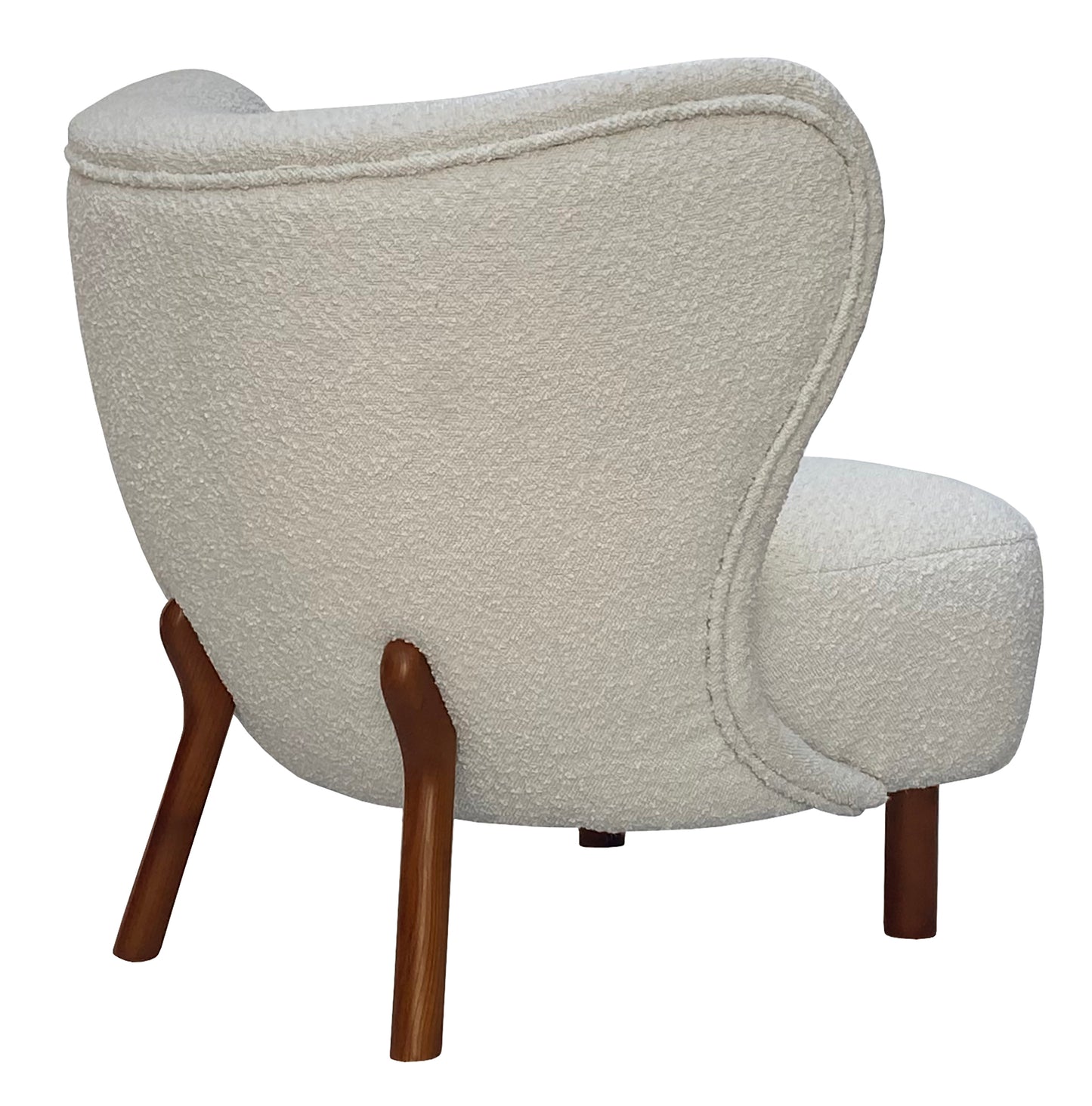 Small Wingback Boucle Fabric Chair - Ivory