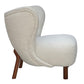 Small Wingback Boucle Fabric Chair - Ivory