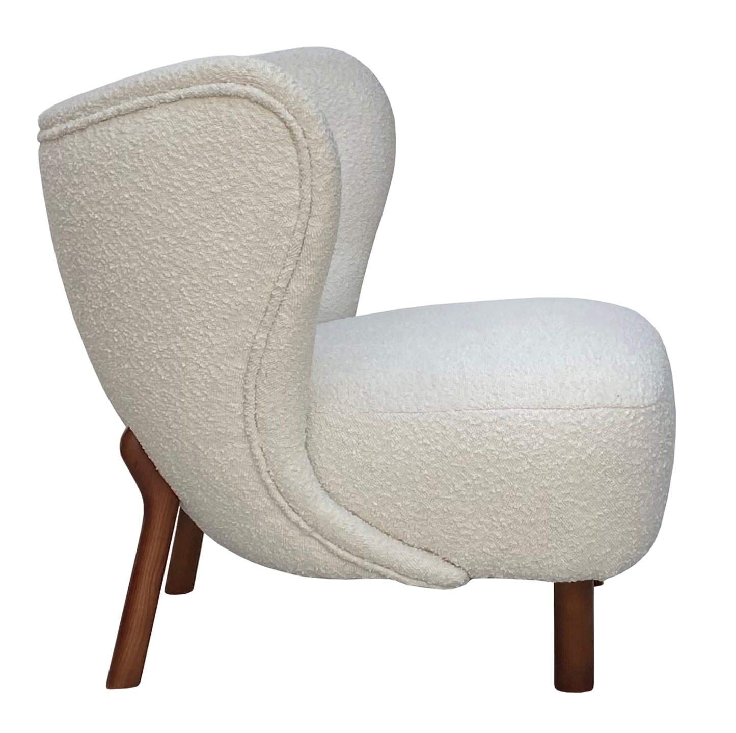 Small Wingback Boucle Fabric Chair - Ivory