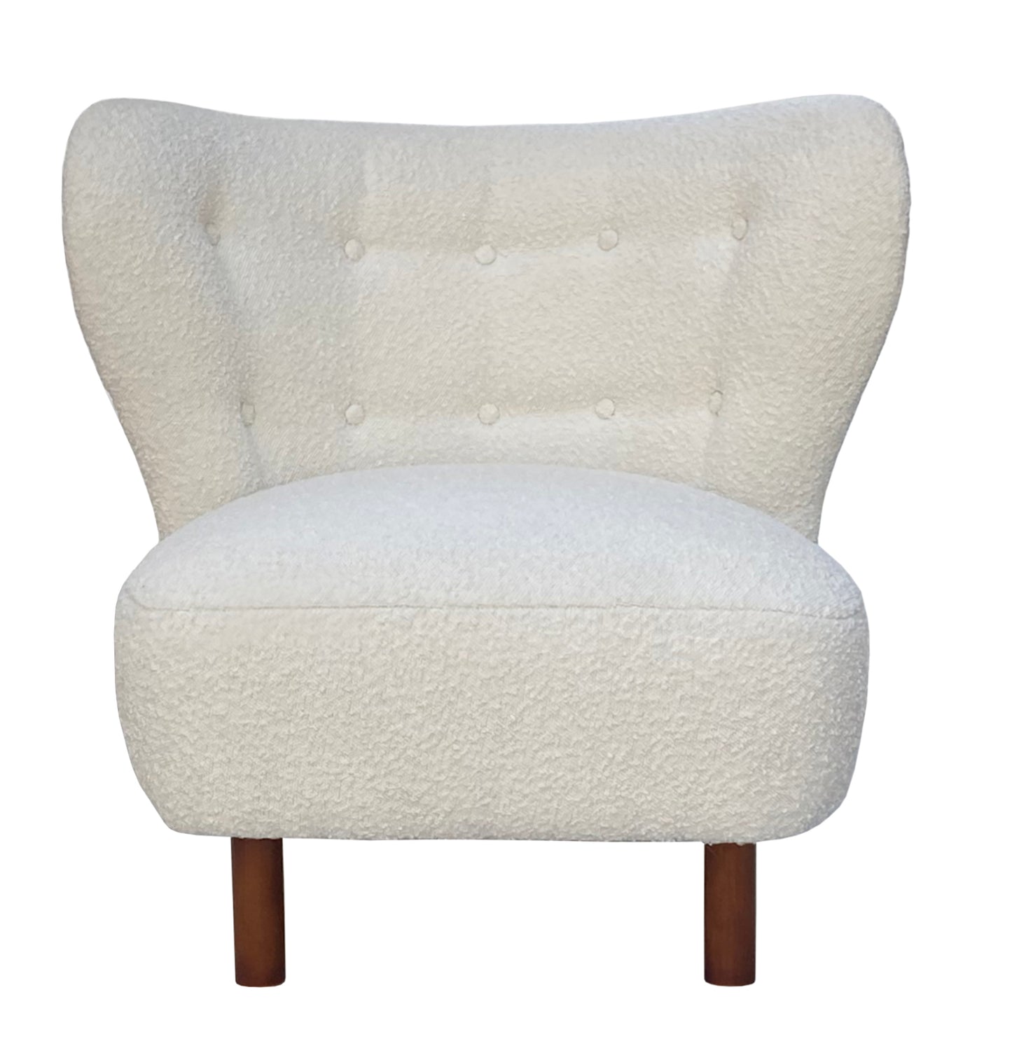 Small Wingback Boucle Fabric Chair - Ivory