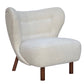 Small Wingback Boucle Fabric Chair - Ivory