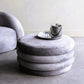 Large Ribbed Footstool With Storage - Grey