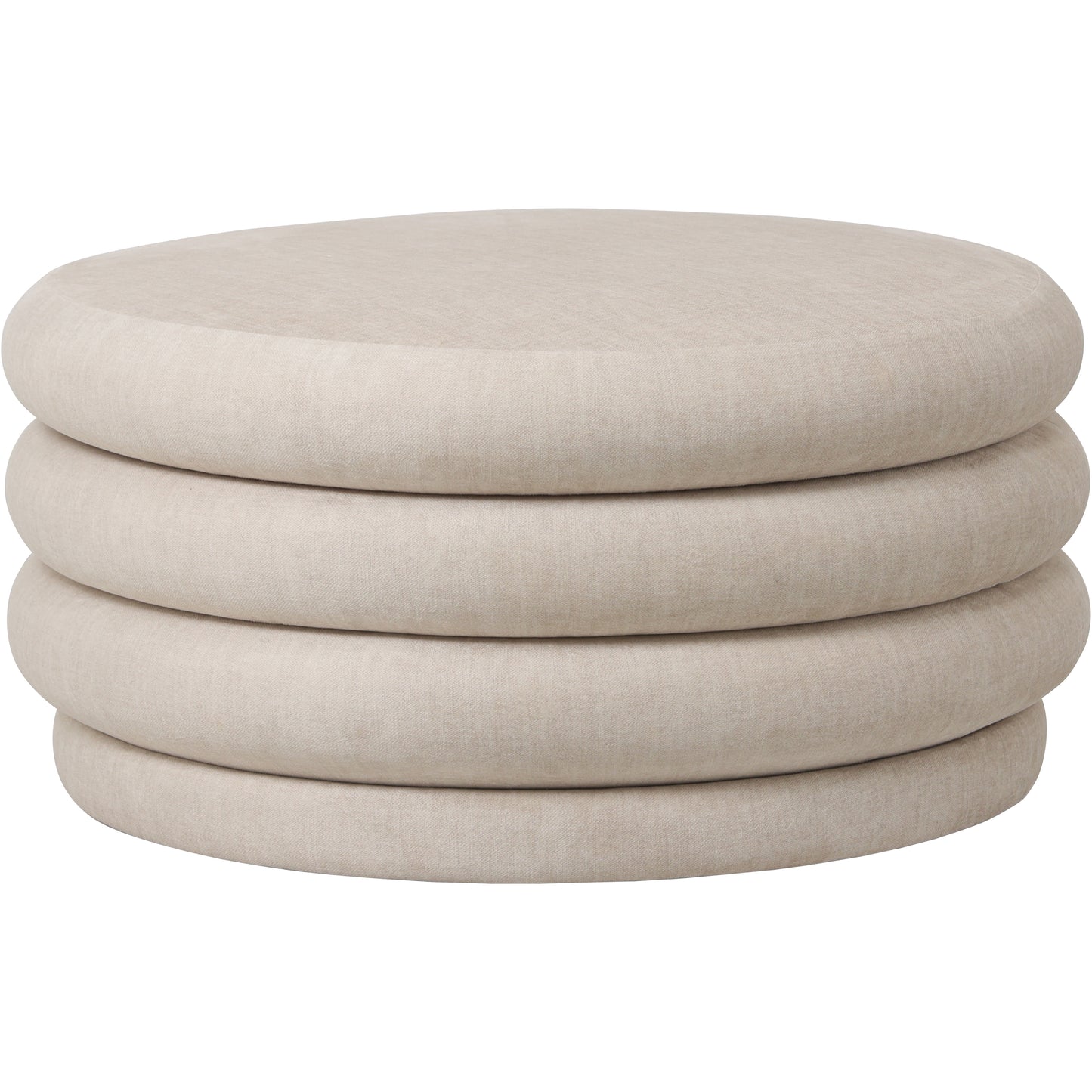 Large Ribbed Footstool With Storage - Cream