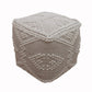 Hand Woven Wool Cube Pouffe - Ivory & Natural