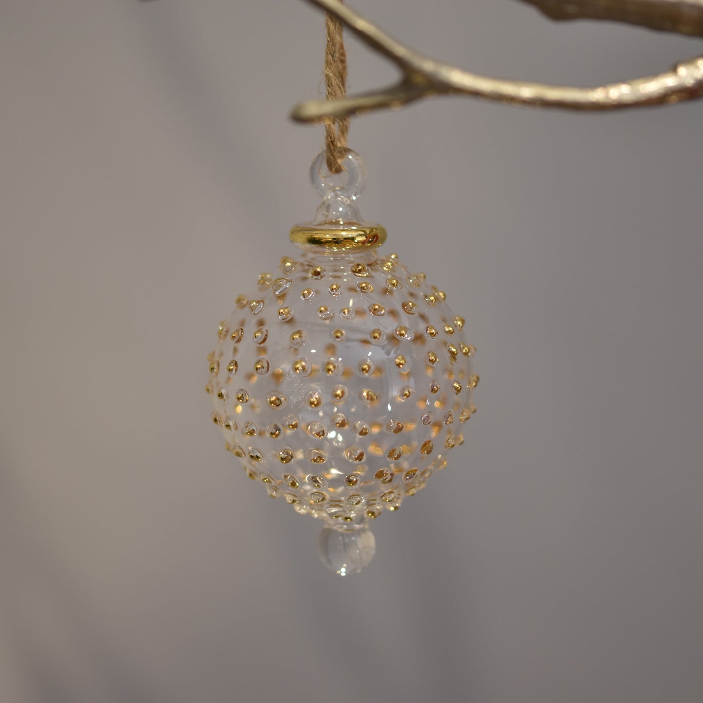 Dotty Gems Handblown Glass Bauble - Gold - Small