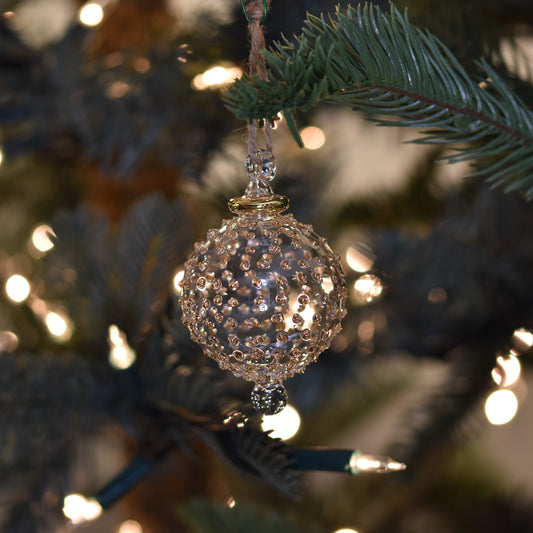 Dotty Gems Handblown Glass Bauble - Gold - Small