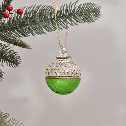 Horizon Handblown Glass Bauble - Green - Small