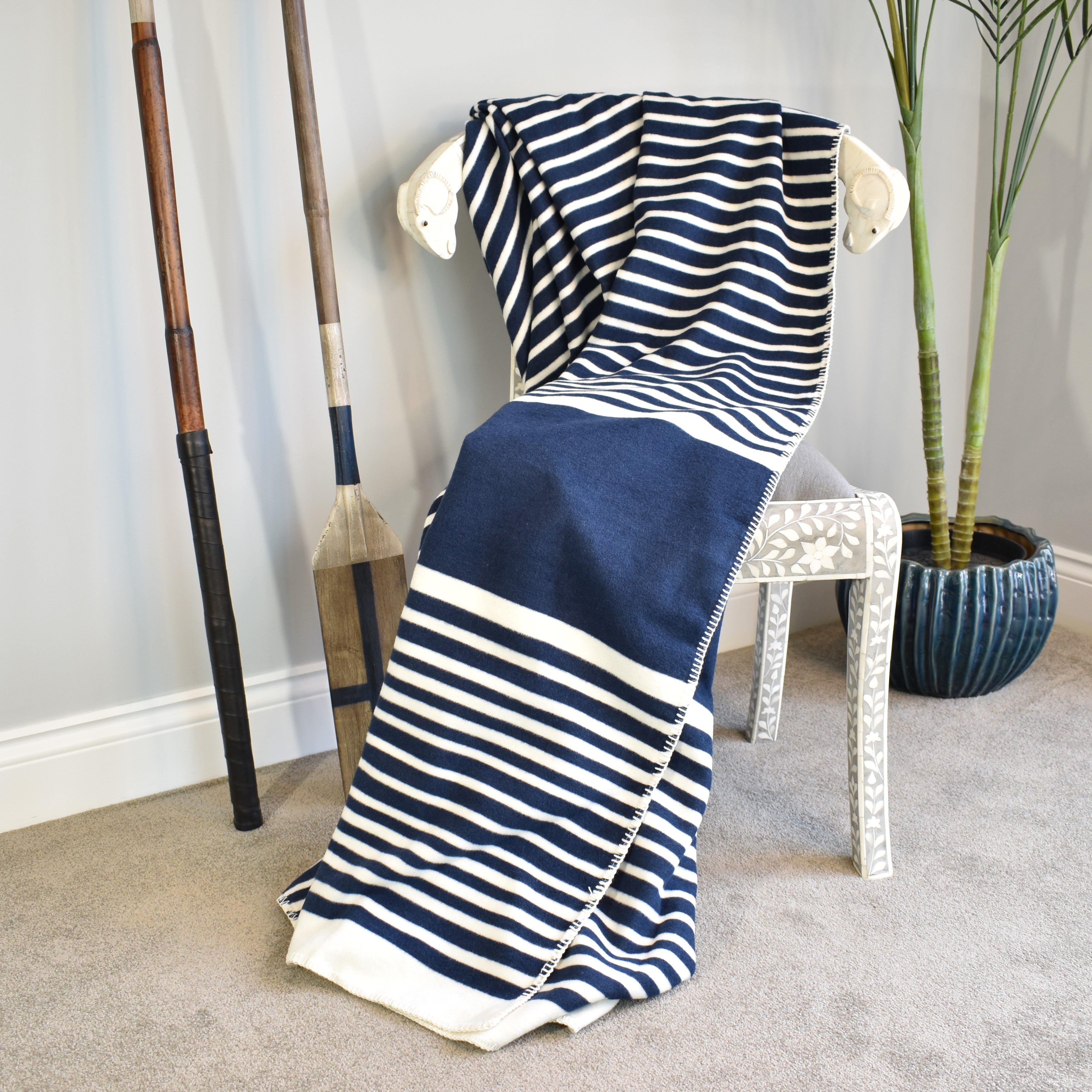 Blue stripe blanket sale