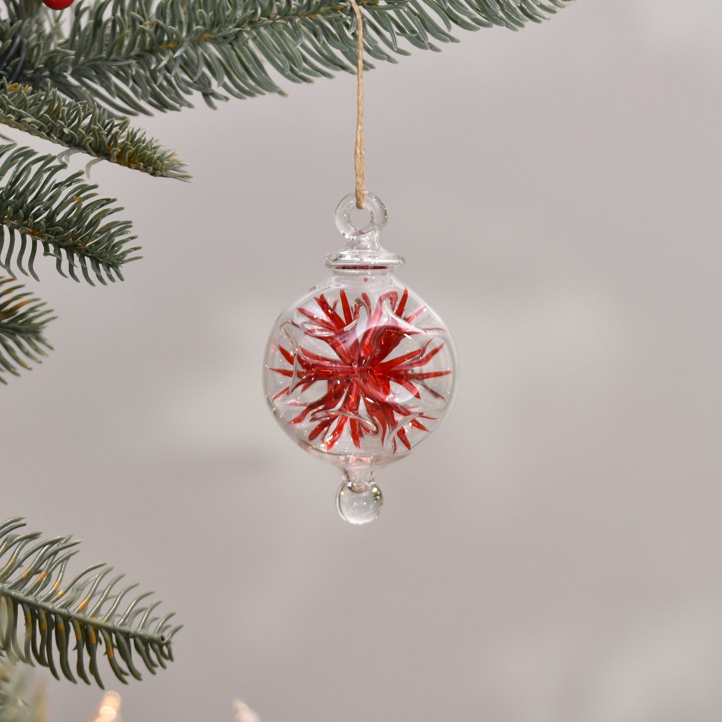 Retro Trumpets Handblown Glass Bauble - Red - Small