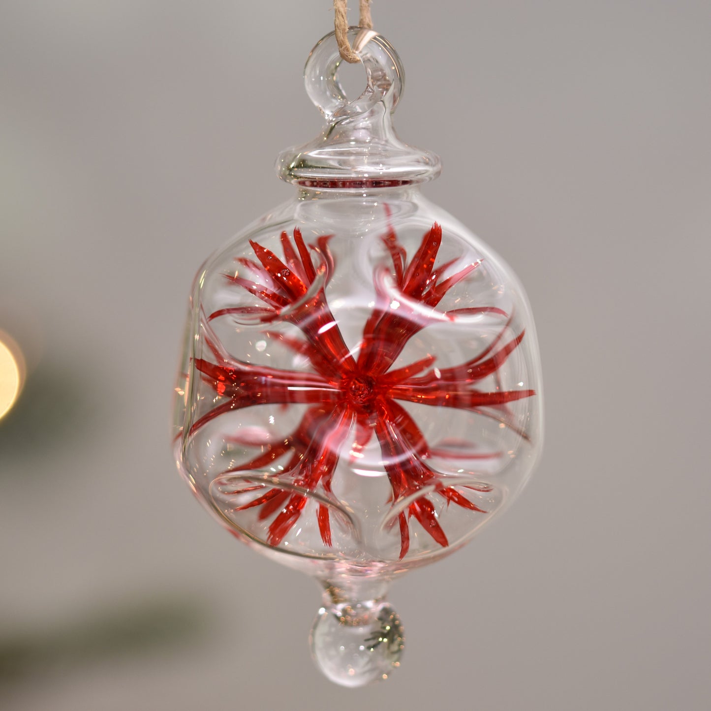 Retro Trumpets Handblown Glass Bauble - Red - Small