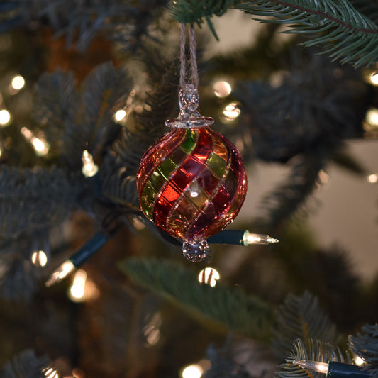 Ribbons Handblown Glass Bauble - Multi Colour - Small