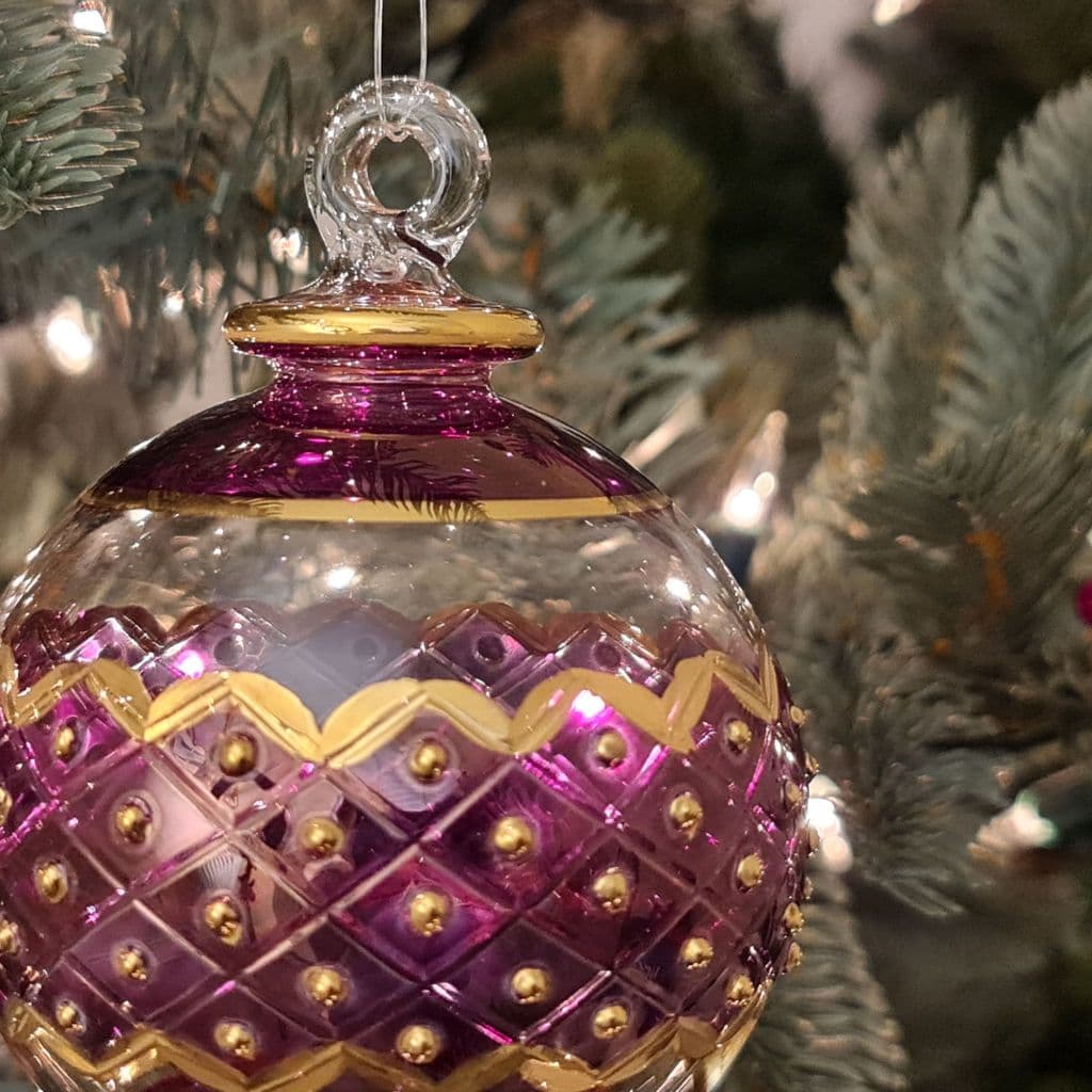 Carnival Band Handblown Glass Bauble - Purple - Large