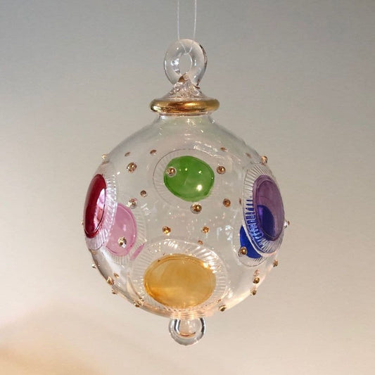 Disco Smarties Handblown Glass Bauble - Multi Colour - Large