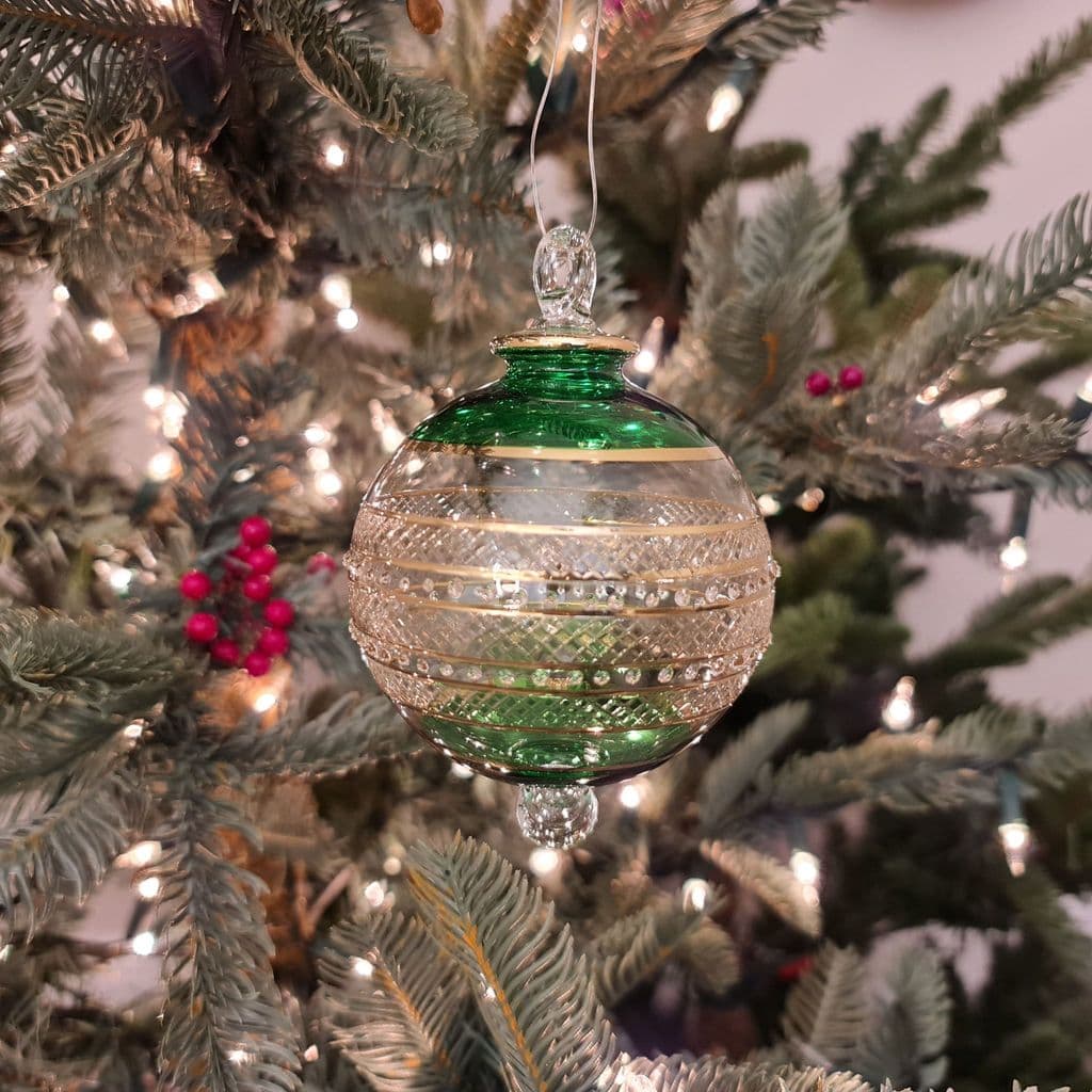 Infinity Handblown Glass Bauble - Green - Large