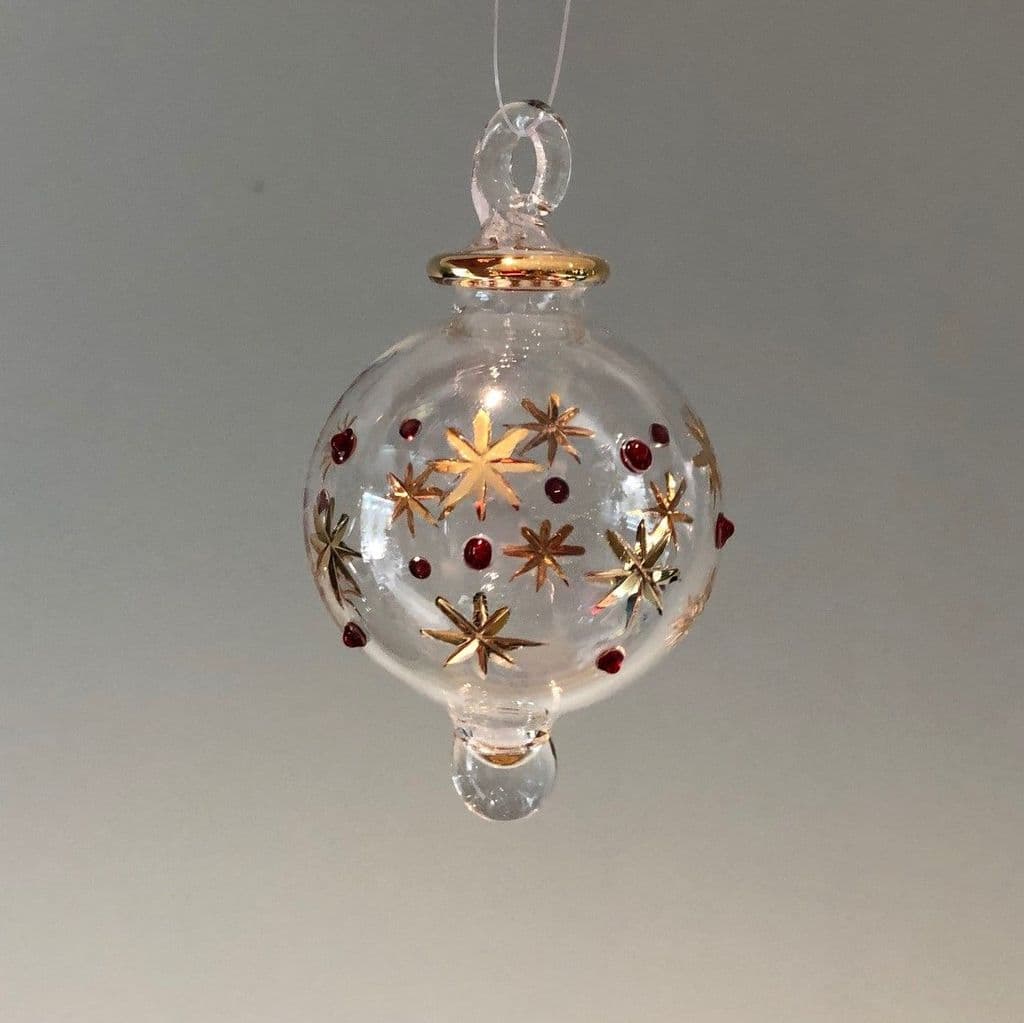 Night Sky Handblown Glass Bauble - Red - Small