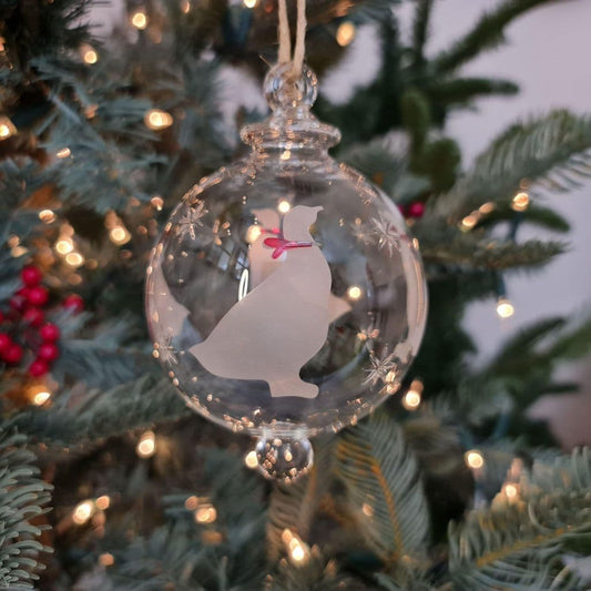 Goose Handblown Glass Bauble - Frosted White - Large